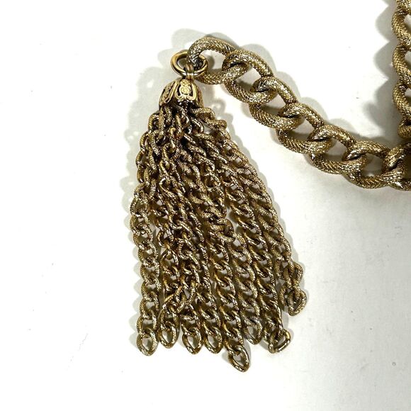 Women's Gold Chain Belt Tassel Statement Accent Metal Classic Traditional - Picture 5 of 6